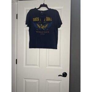 Modish Rebel Short Sleeve Graphic T Shirt Medium Mesh Chest Blue W Multi Color